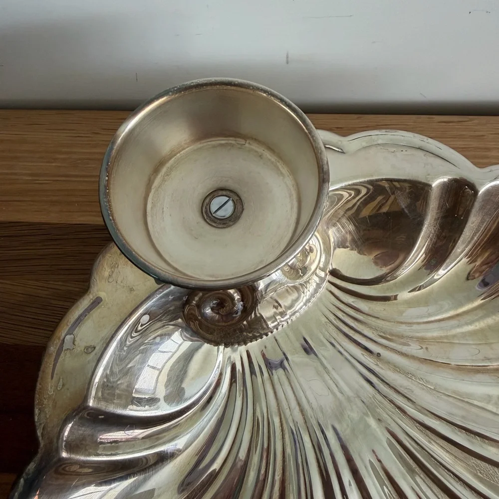 Sheffield Co. Large Clam Sea Shell Serving Fish Silver Plated